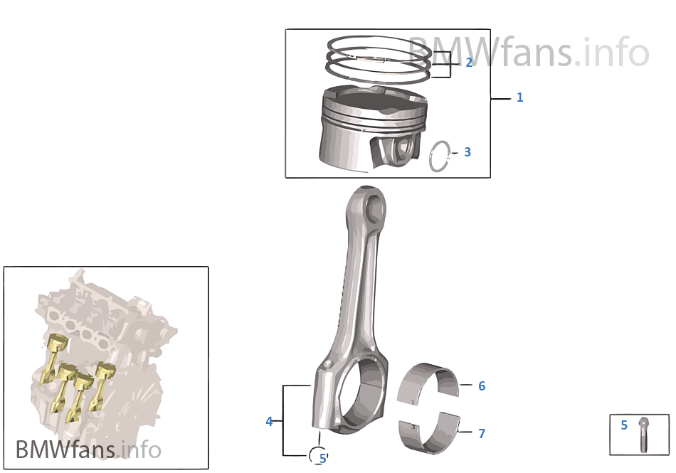 Crankshaft asbly — Connecting rod/piston