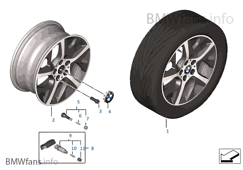 BMW 輕質鋁合金輪輞 Y 式輪幅 480 - 17'