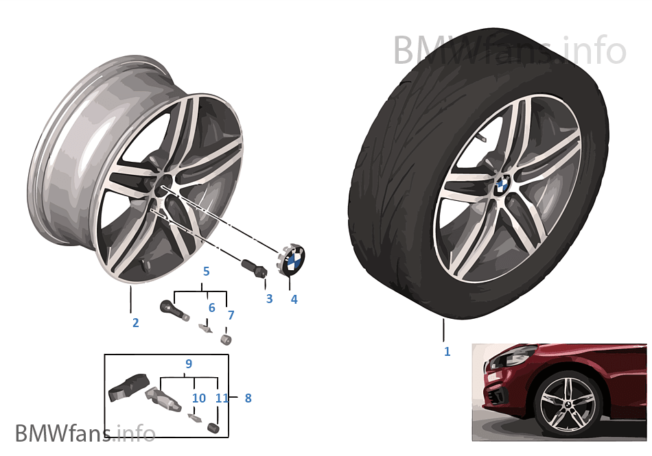 BMW 輕質鋁合金輪輞 星形輪輻 379 - 17'