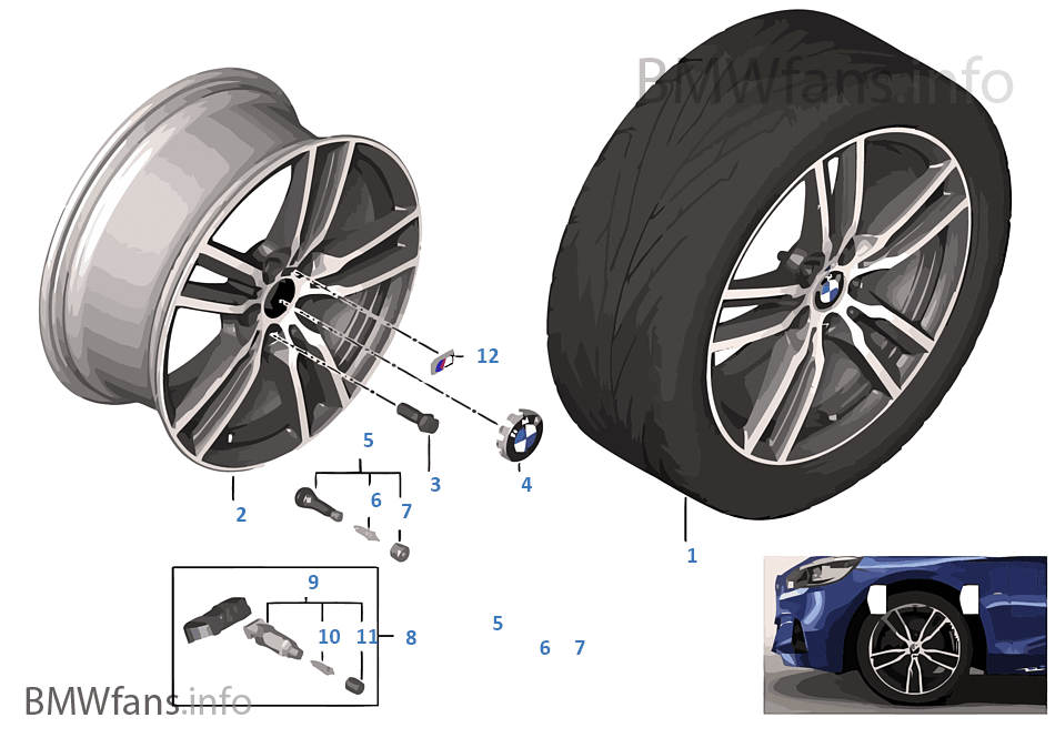 BMW 輕質鋁合金輪輞 M 雙輪輻 486M - 18'