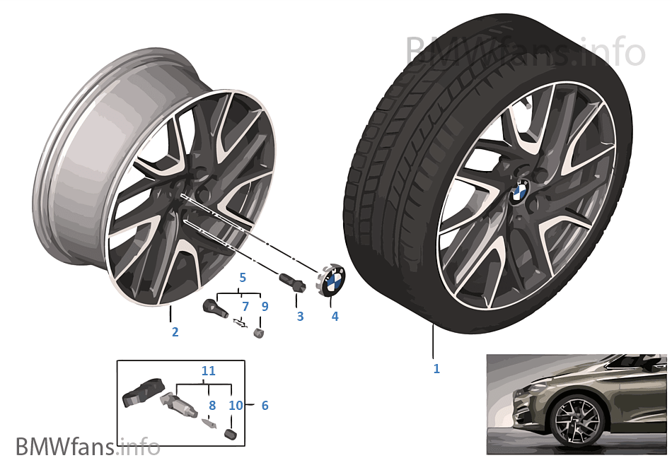BMW 輕質鋁合金輪輞 渦輪式 487 - 19'