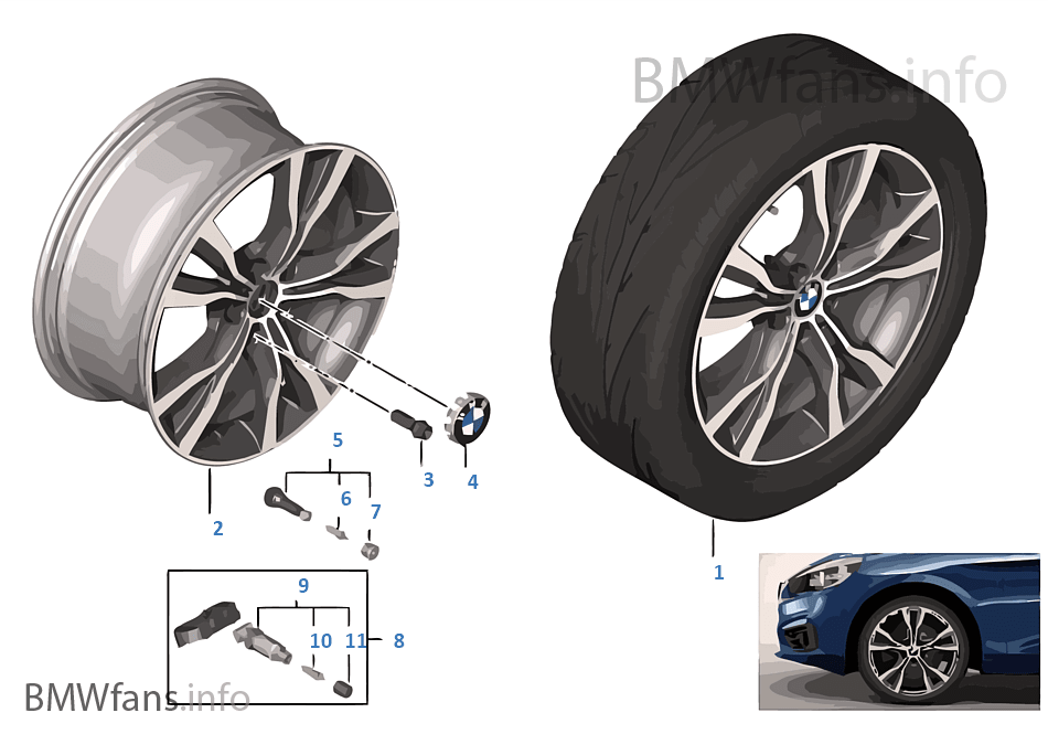 BMW 輕質鋁合金輪輞 Y 式輪幅 484 - 18'