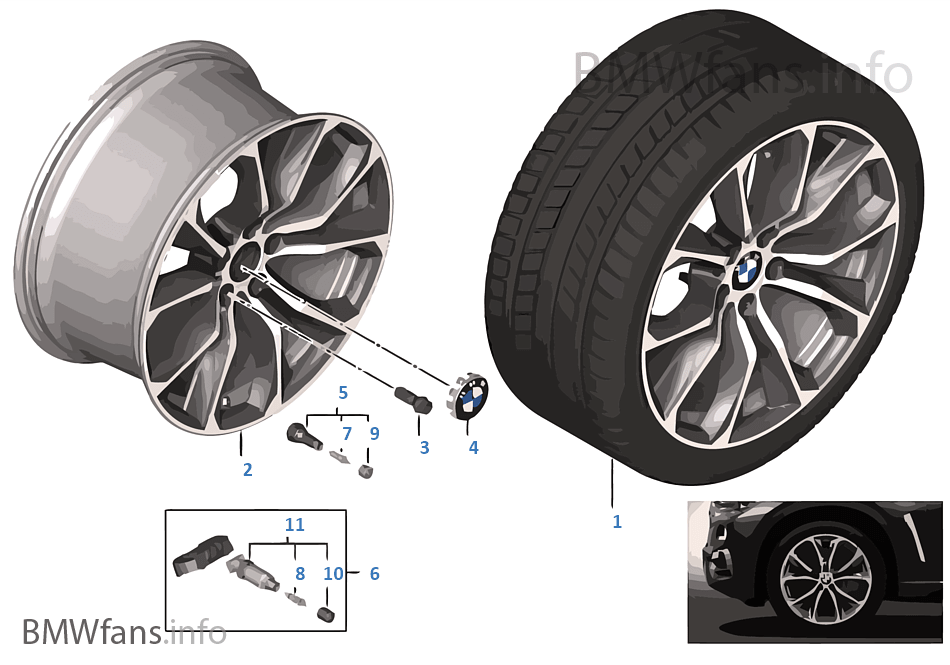BMW 輕質鋁合金輪輞 V 式輪輻 597 - 20''
