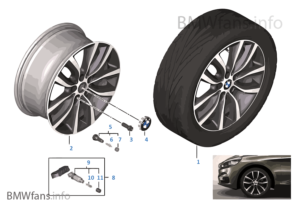 BMW 輕質鋁合金輪輞 V 式輪輻 485 - 18''