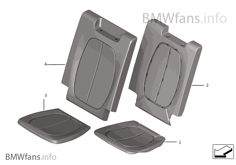 Seat, rear, pad and cover, 3rd row