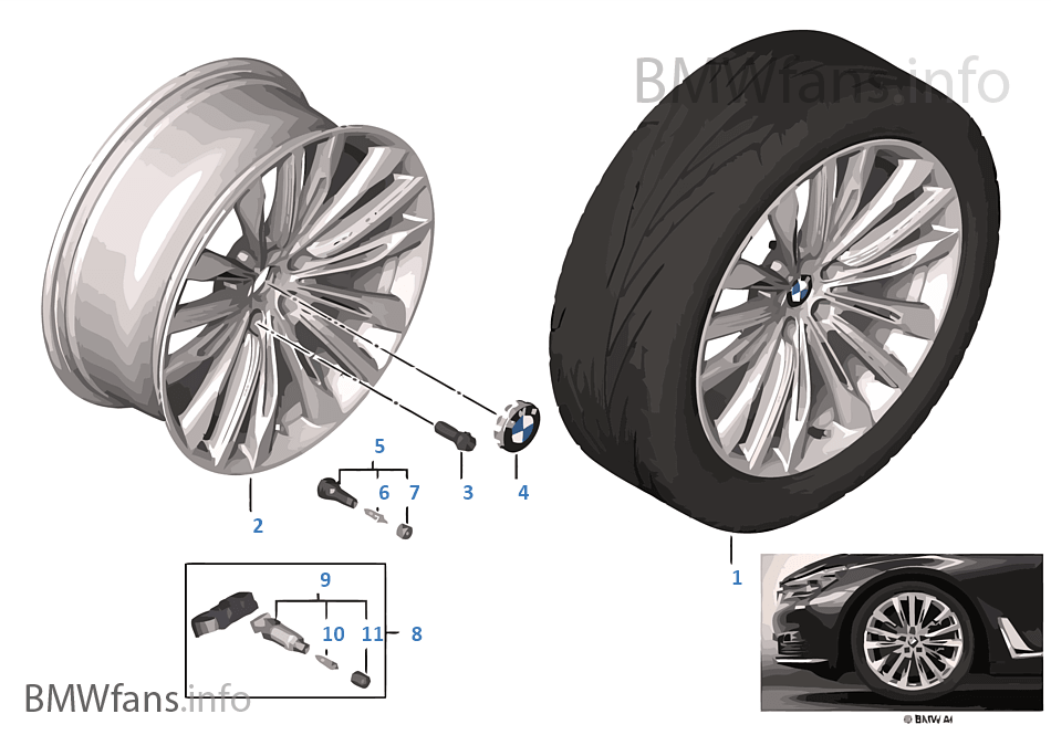BMW 輕質鋁合金輪輞 W 式輪輻 646 - 20''