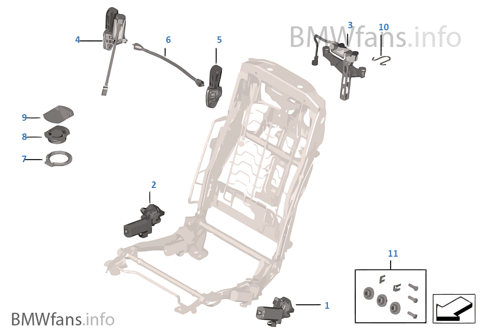 Seat, rear, electrical and motors