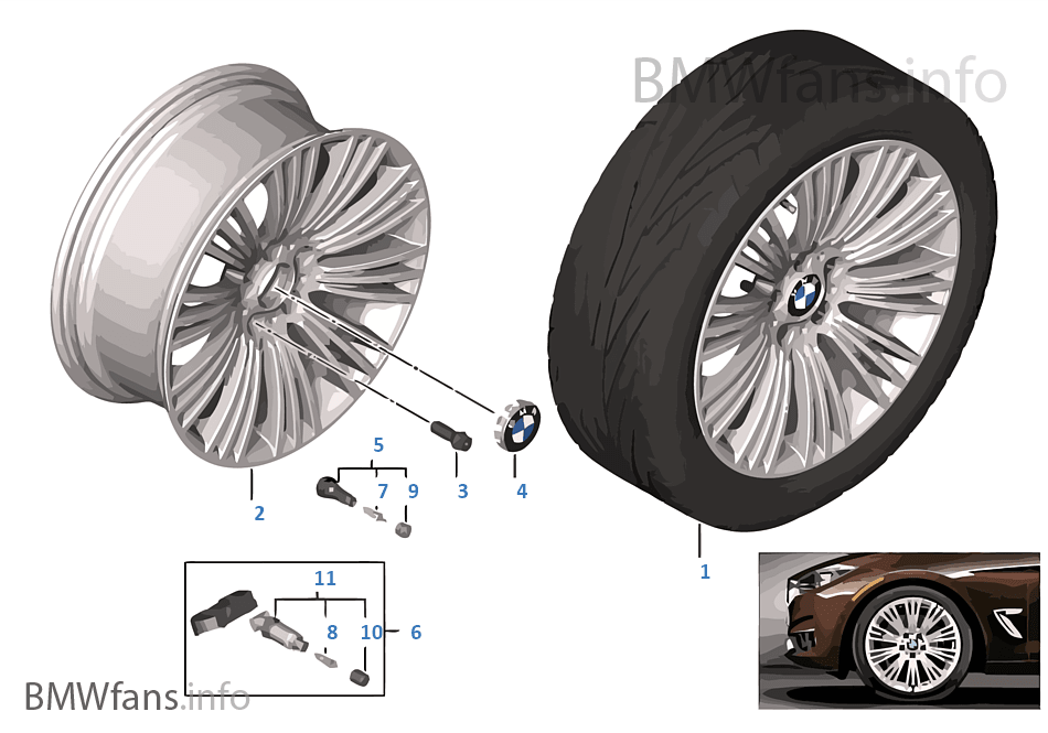 BMW 輕質鋁合金輪輞 W 式輪輻 440 - 19''