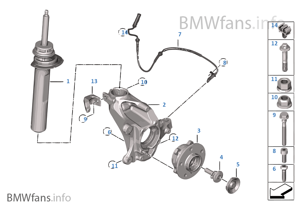 Front Spring strut/Carrier/Wheel bearing