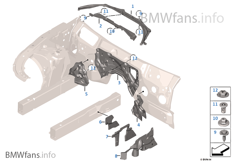 Mounting parts, engine compartment