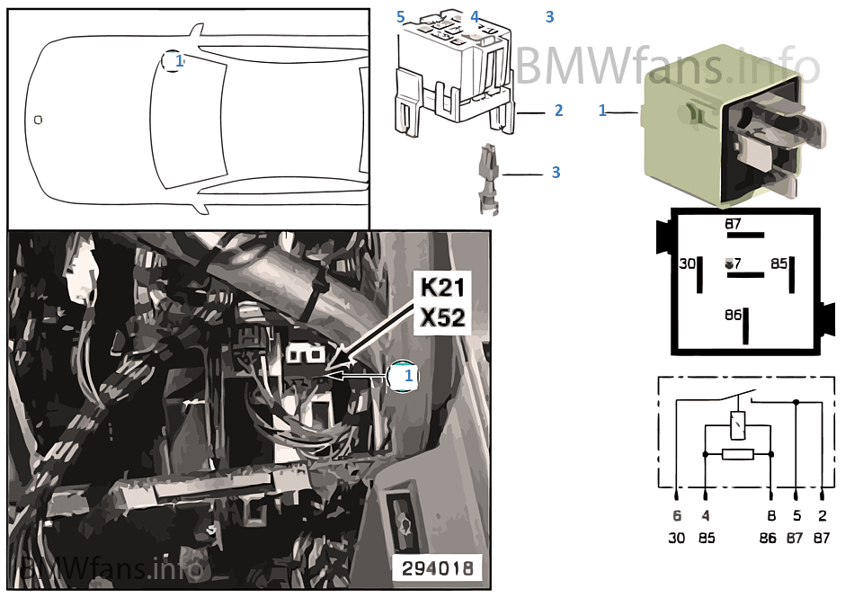 Relay, auxiliary fan, stage 1 K21