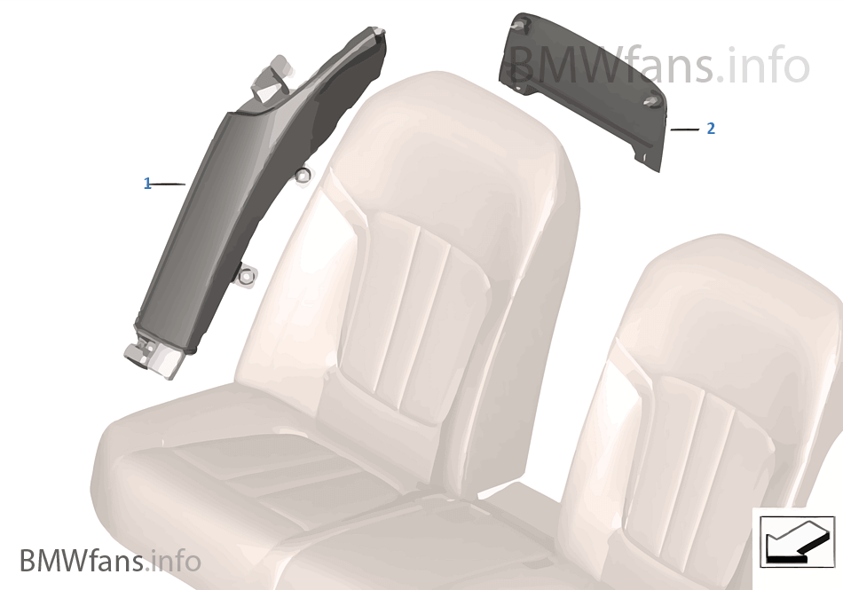 Individual mounted parts backrest rear
