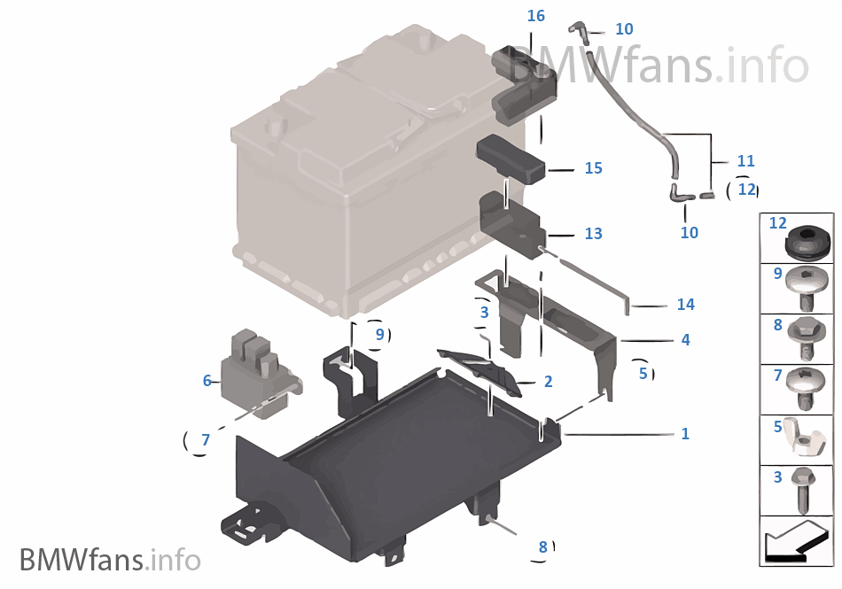 Battery holder and mounting parts