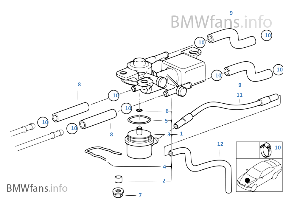 3/2-way valve and fuel hoses