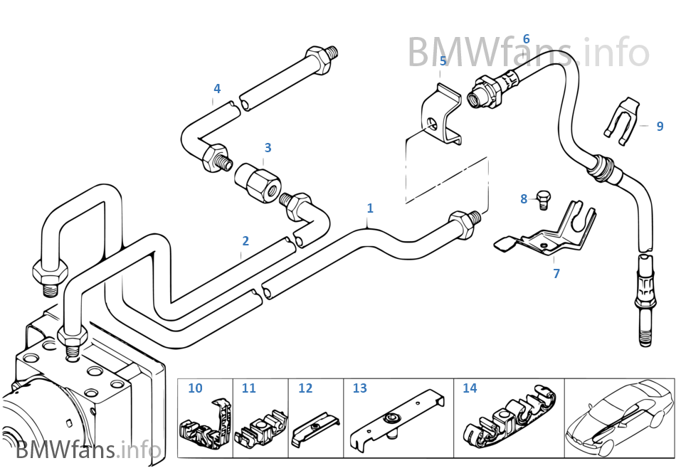 Brake pipe rear abs/asc+t