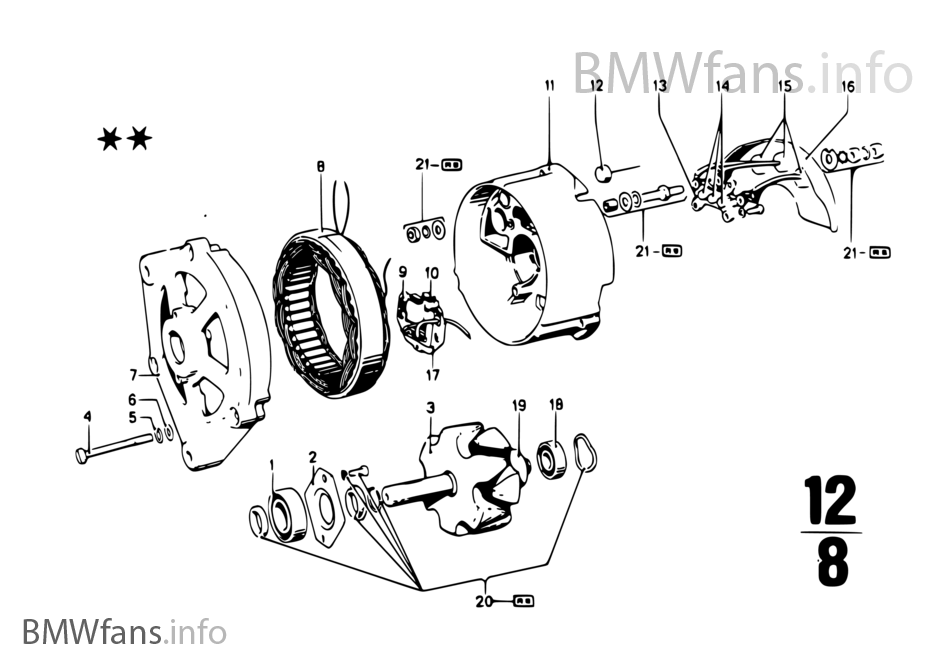 Alternator, individual parts