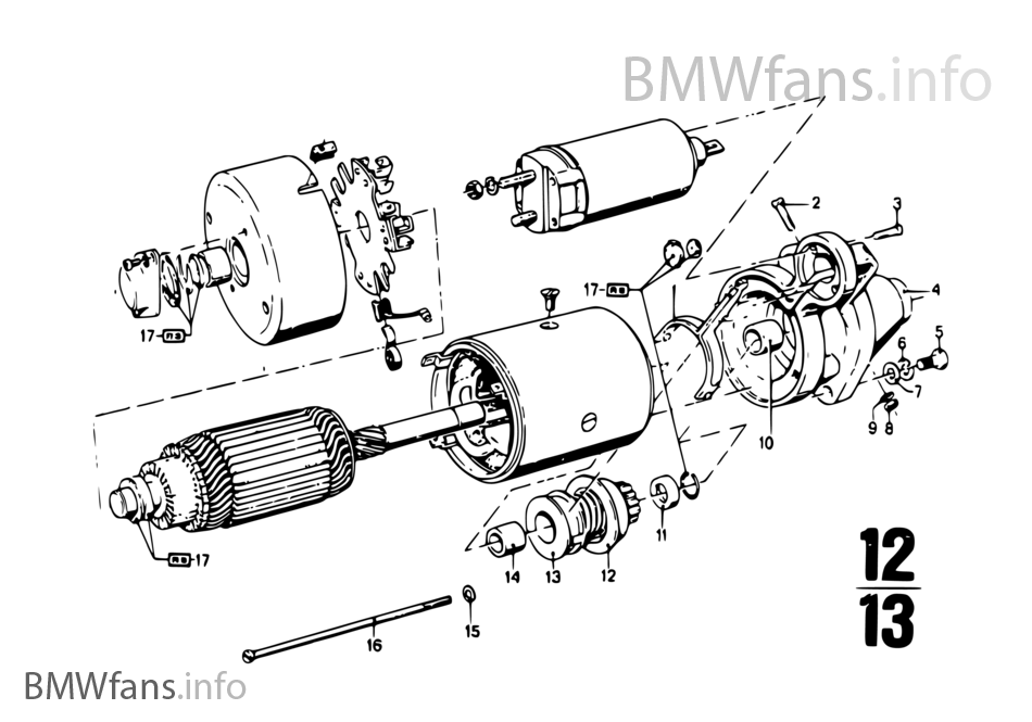 Pezzi singoli di motorino d'avviamento