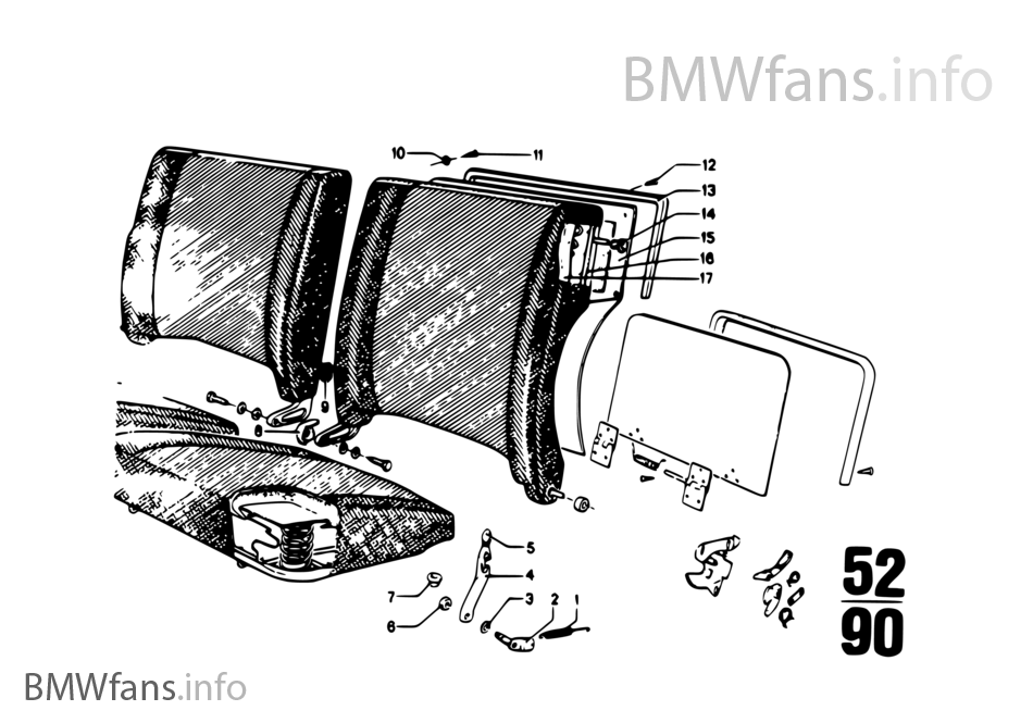 Fold-down rear backrest