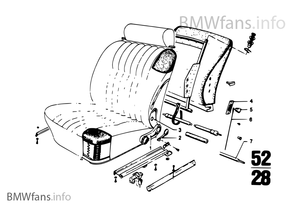 Single parts of front seat controls