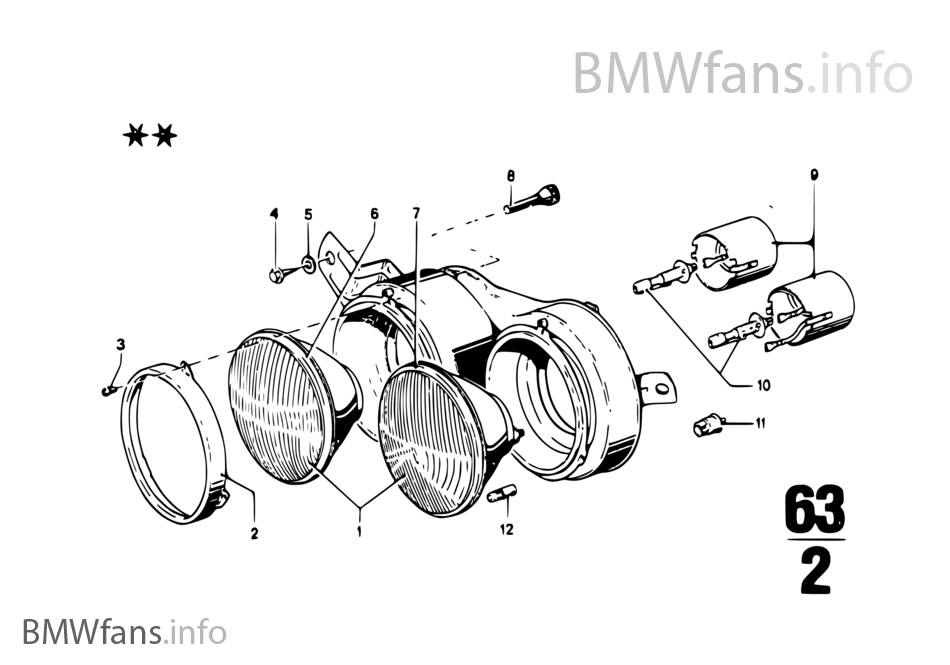 Single components for headlight