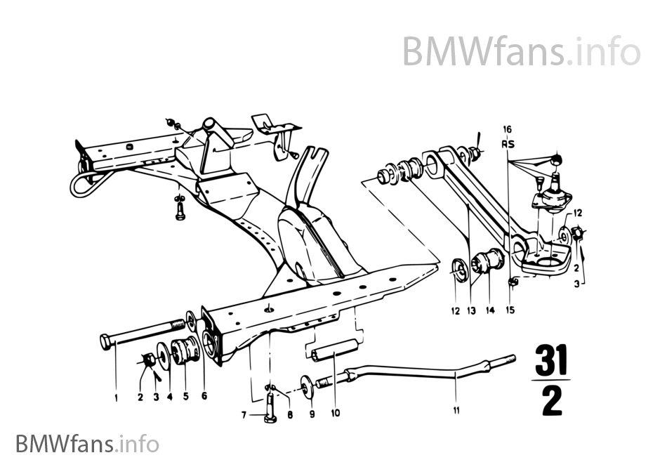 Front axle support/wishbone