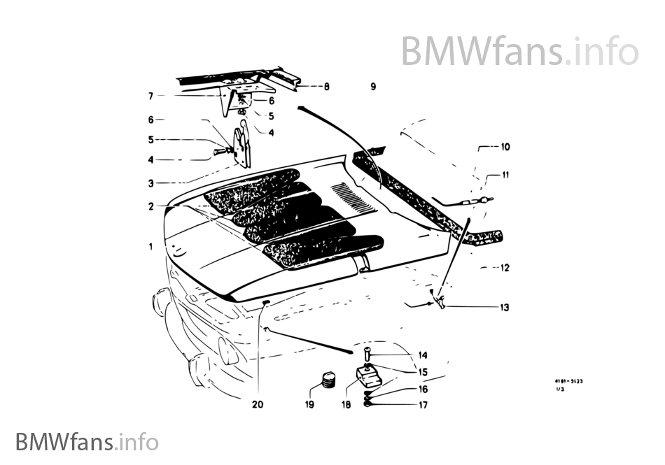 Engine hood/mounting parts