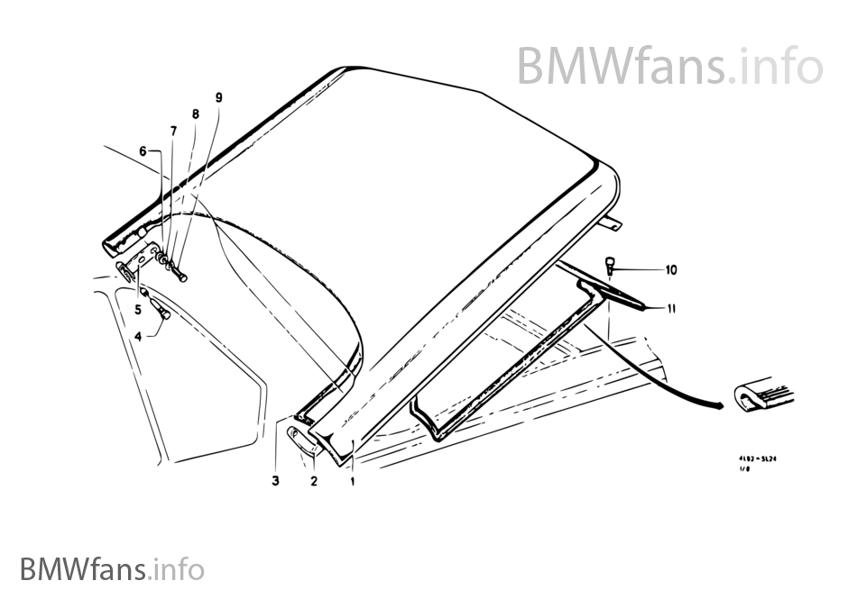 Trunk lid, hinge, latch