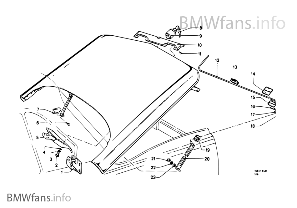 Trunk lid, hinge, latch