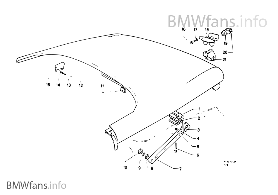 Trunk lid, hinge, latch