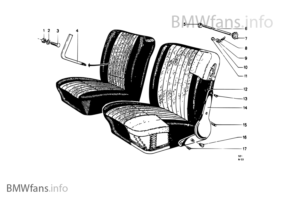 Single parts of front seat controls