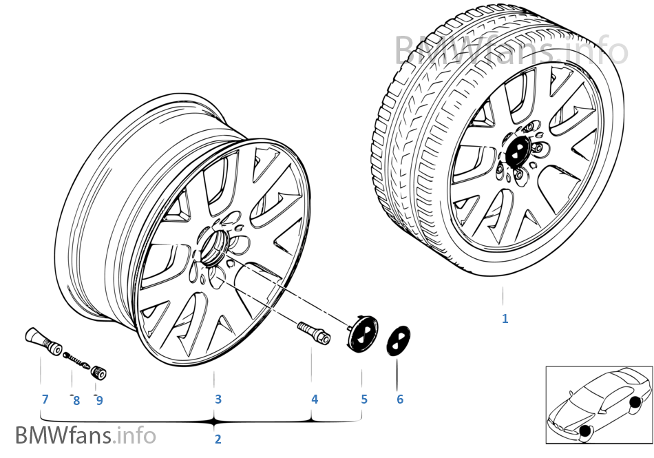 BMW 輕質合金輪輞 V 型輪幅 54