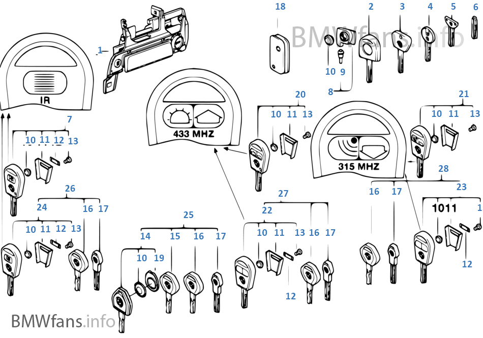 Door handle front/lock/key