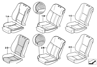 Schémata švů u sedadel