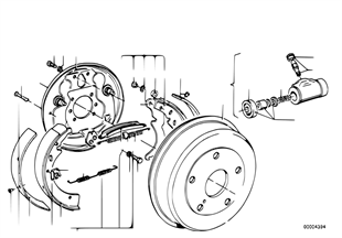 Rear wheel brake, drum brake
