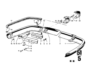 Rear bumper with mounting parts