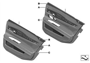 Individual rear door trim panel, leather