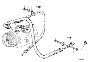 Air cond.system-valve/hose attachment