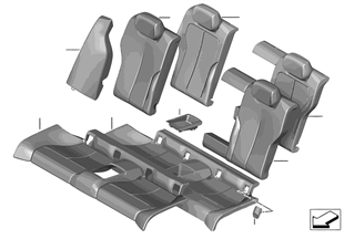 Seat rear, upholstery & cover base seat
