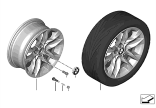 BMW 輕質合金輪輞 V 型輪輻 621