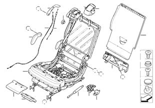 Seat, rear, seat frame, right