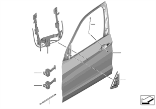 Airbag module, door, front